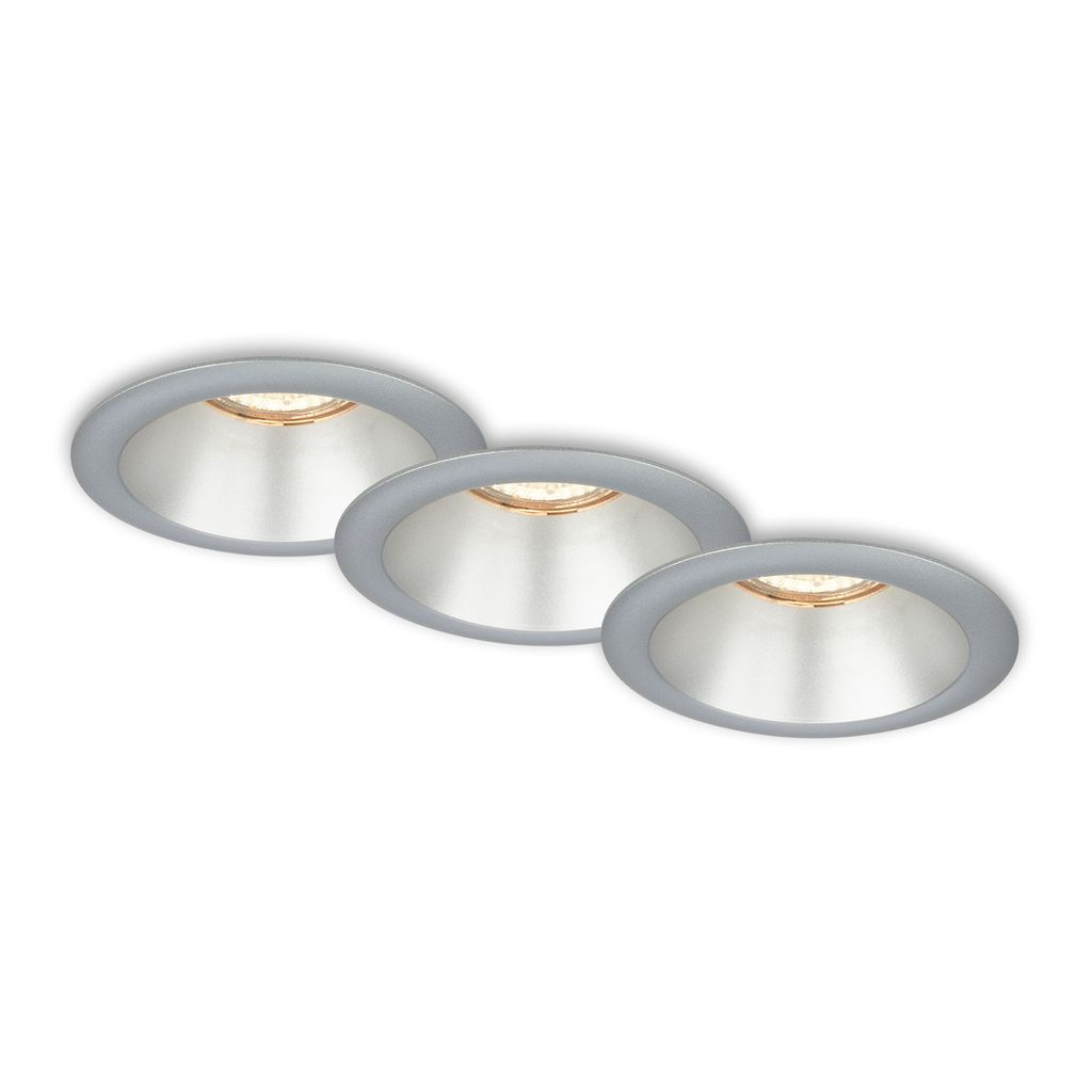 LED Einbauleuchten 3er Set GU10 versenkte Fassung IP23 chrom Ø9.5cm Briloner 0