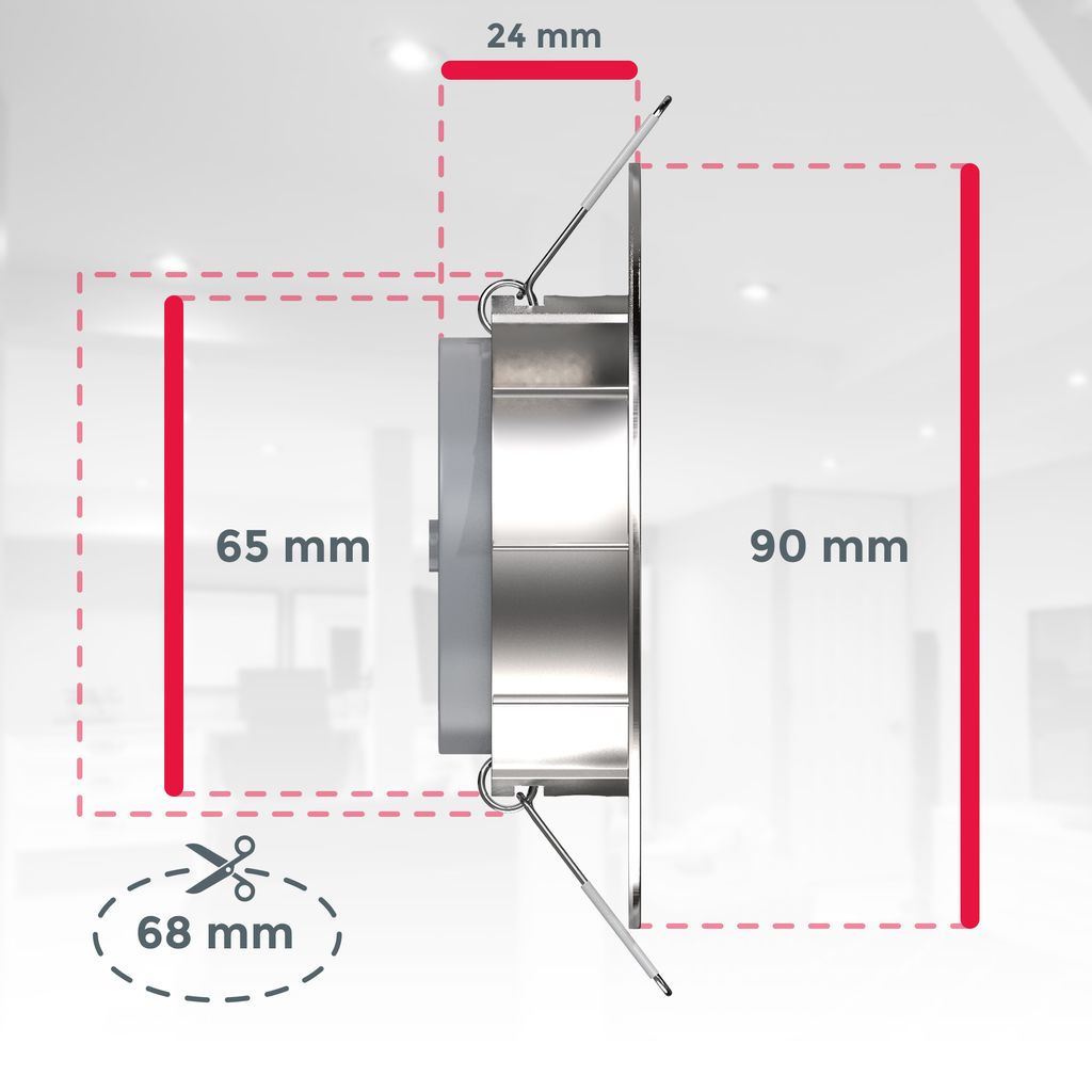 Einbaustrahler 68mm 12er Set - 230V, 4,9W, 480lm, LED, warmweiß, matt-nickel