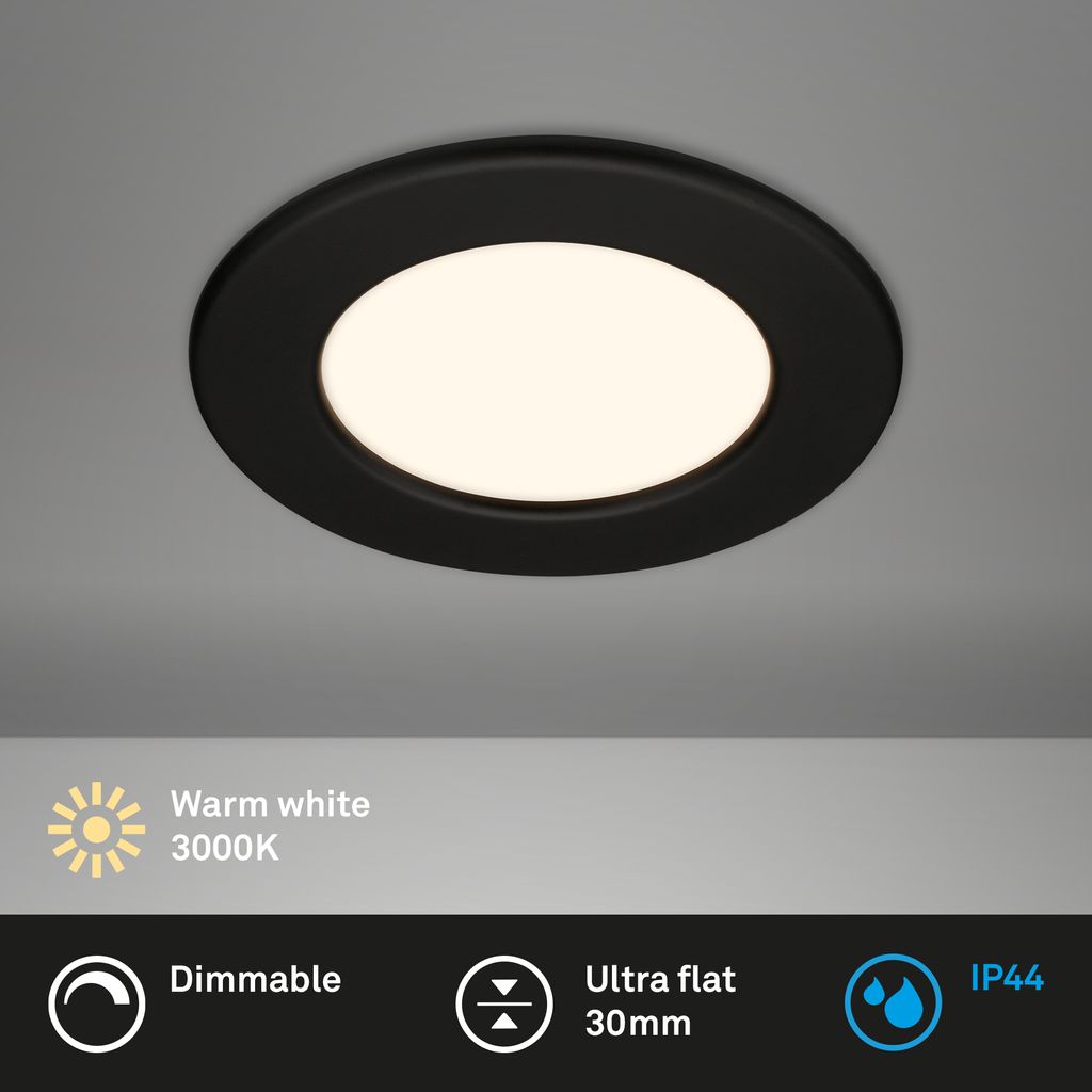 LED Einbauleuchte, 11,5 cm, 6W, 600lm, schwarz