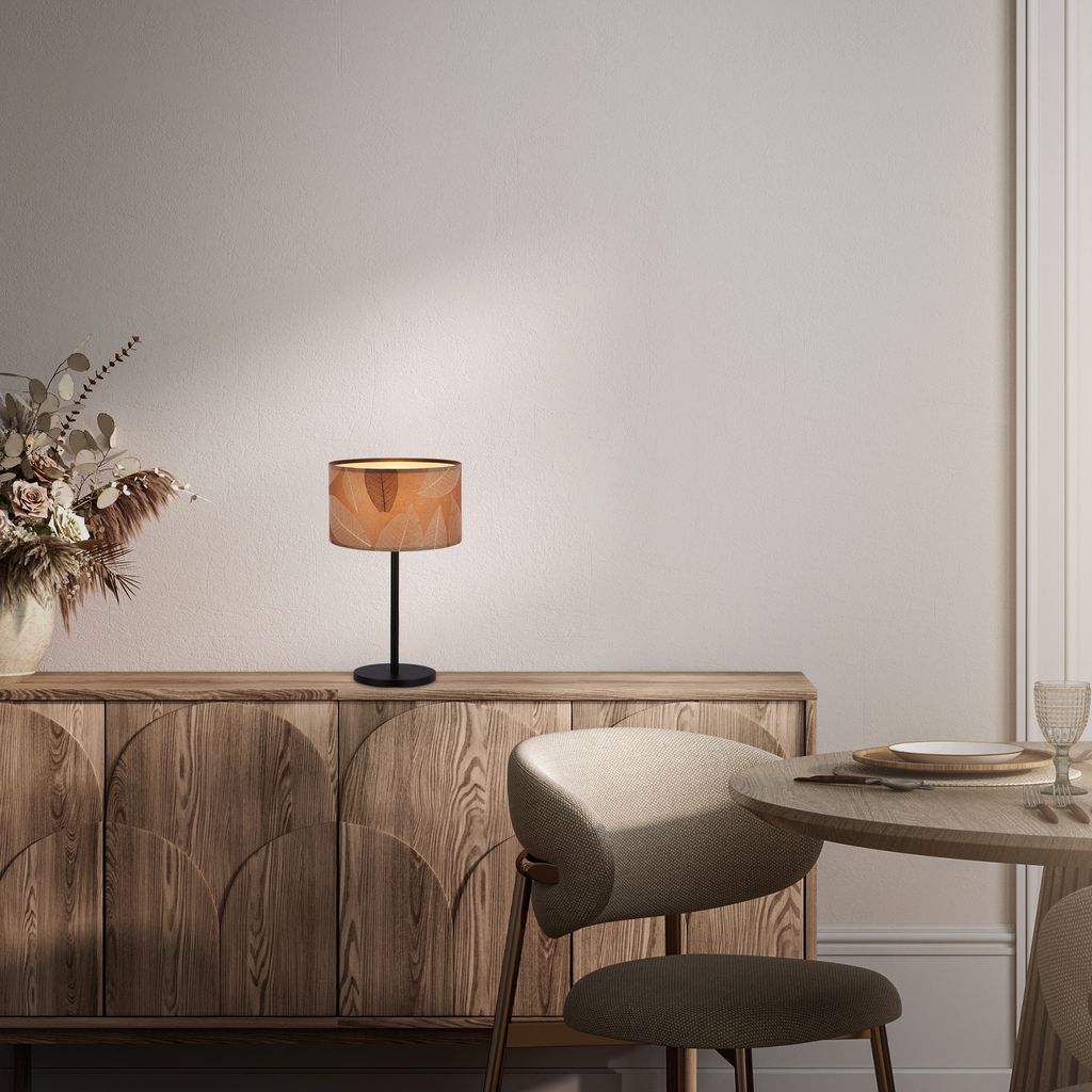 Briloner Mata Tischlampe. Blätterdekor. Kabelschalter. Boho-Stil. E27 Fassung. Caffefarben. Ø25 x 41.5 cm 4