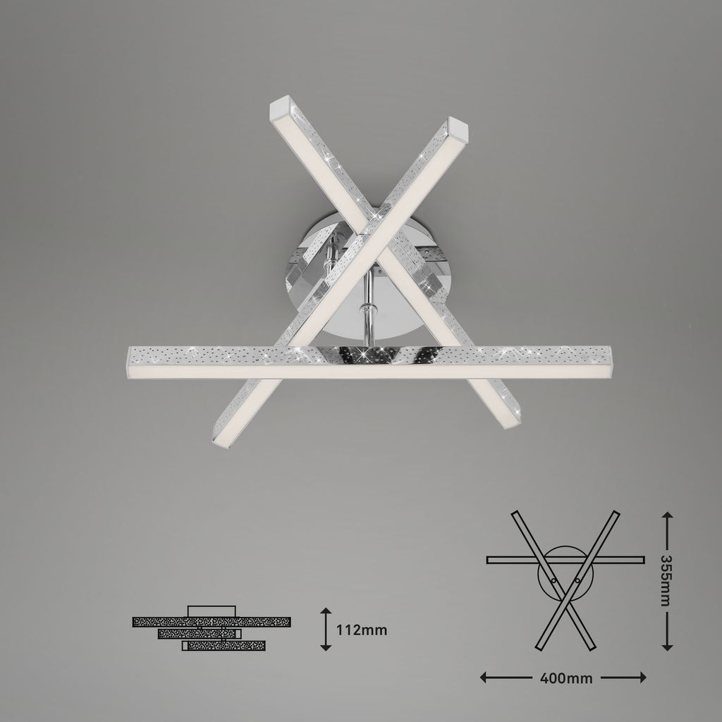 LED Deckenleuchte, 40 cm, 15 W, 2200 lm, Chrom