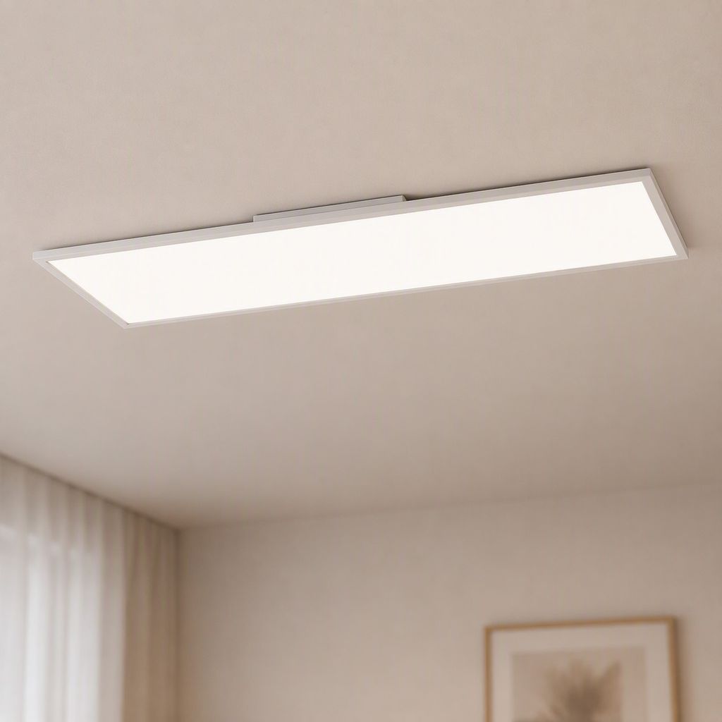 Briloner Simple LED Deckenleuchte, LED Panel Flach, Eckig, 119,5x29,5 cm, Weiß
