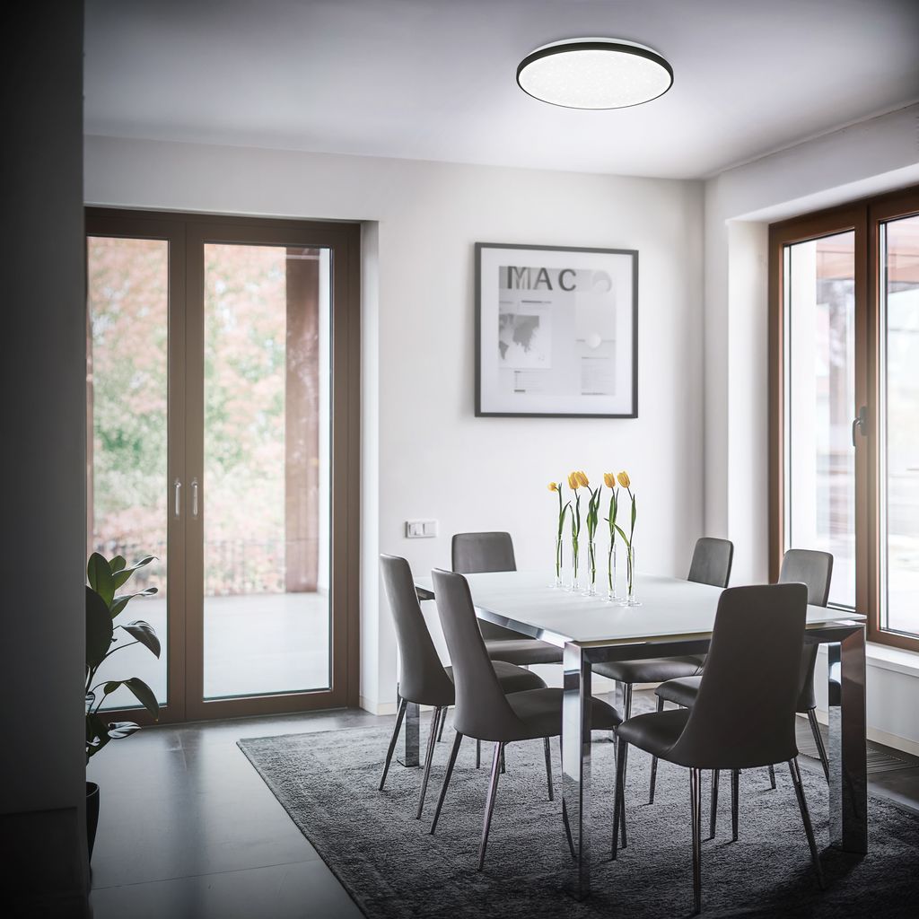 Luxion Deckenleuchte Ø48 cm - 60W, 8000lm, LED, Sternenhimmel, Dimmbar, Schwarz