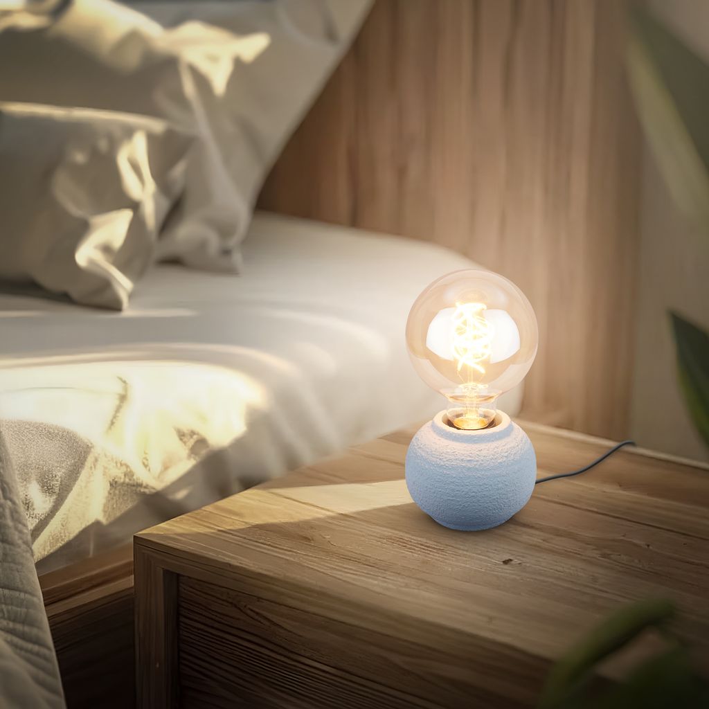 Amba Tischlampe - mit Schalter, Keramikfuß, E27 Fassung, Grau