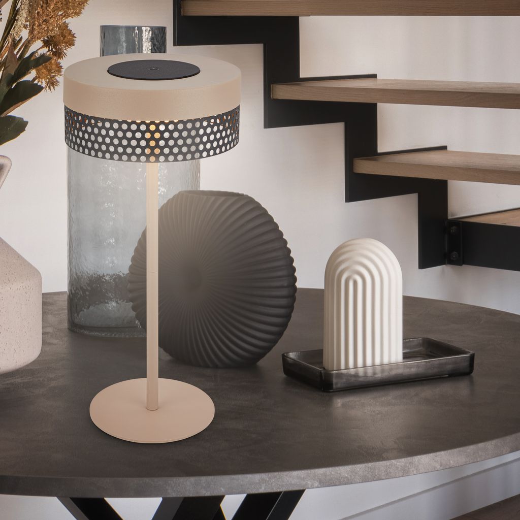 Briloner Booha LED Tischlampe kabellos IP44. Dimmbar. Touch. Akku. Spritzwasserschutz. Beige-Anthrazit. Ø16 x 35 cm 3