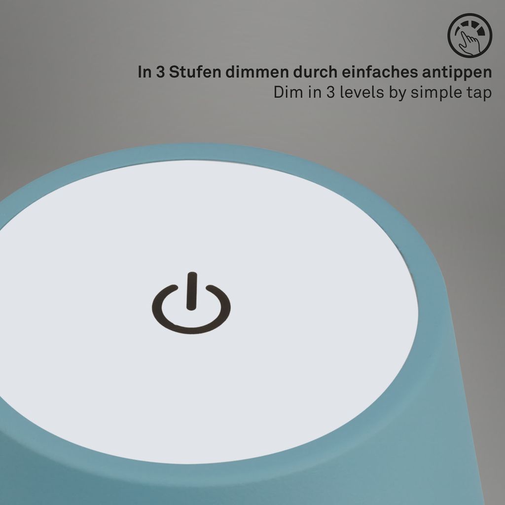 LED Akku-Tischleuchte Tischlampe höhenverstellbar IP44 hellblau RGB innen außen 7