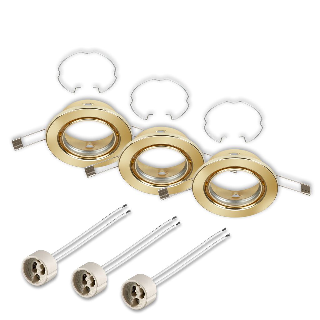 3er Set Einbauleuchte, Ø 8,6 cm, Gold
