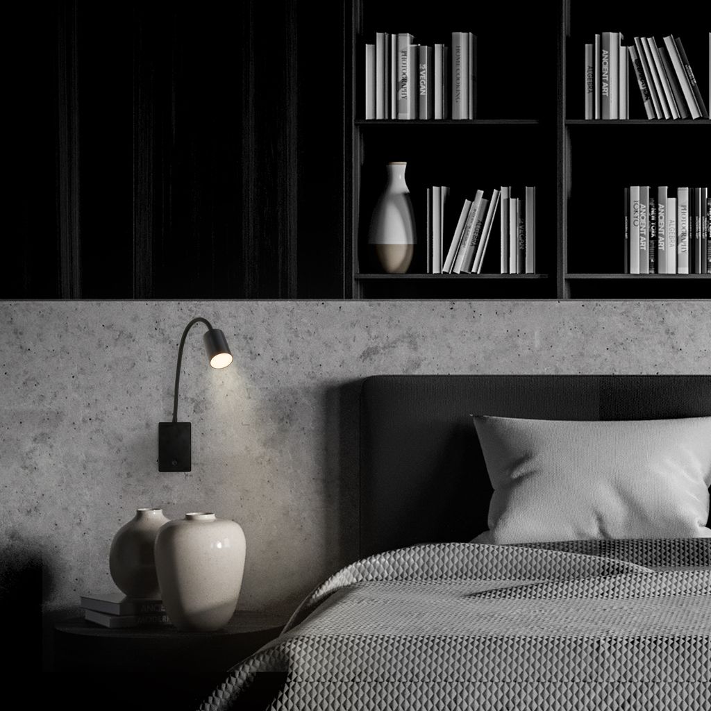 Smooth Reading Lamp - 2W, 150lm, Rechargeable Battery, LED, Dimmable, Black