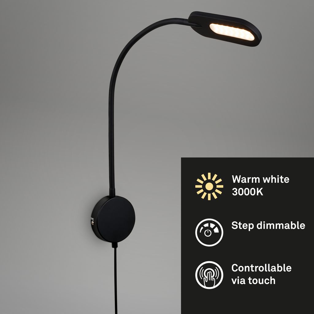Wandleuchte, 52 cm, 6W, 650lm, schwarz