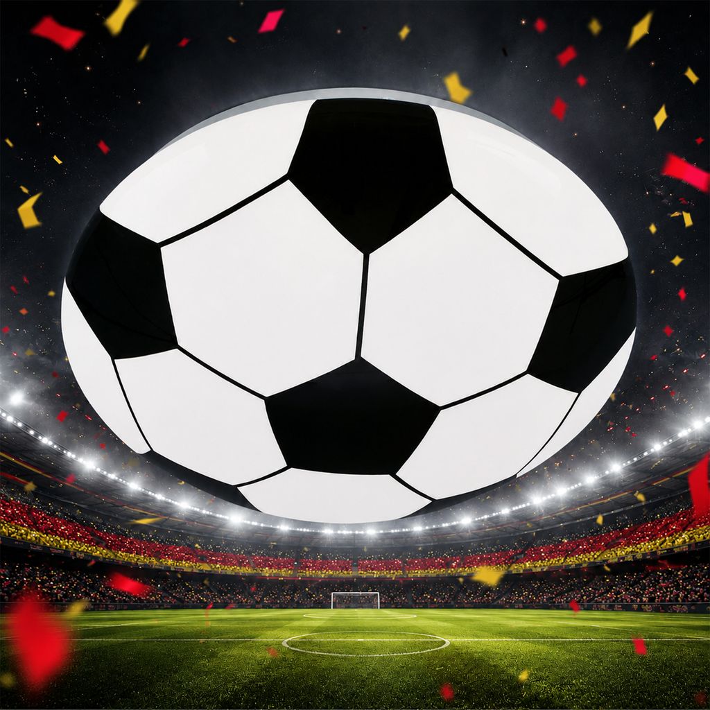 Soccer LED ceiling light, football motif, 4000K, black and white colour