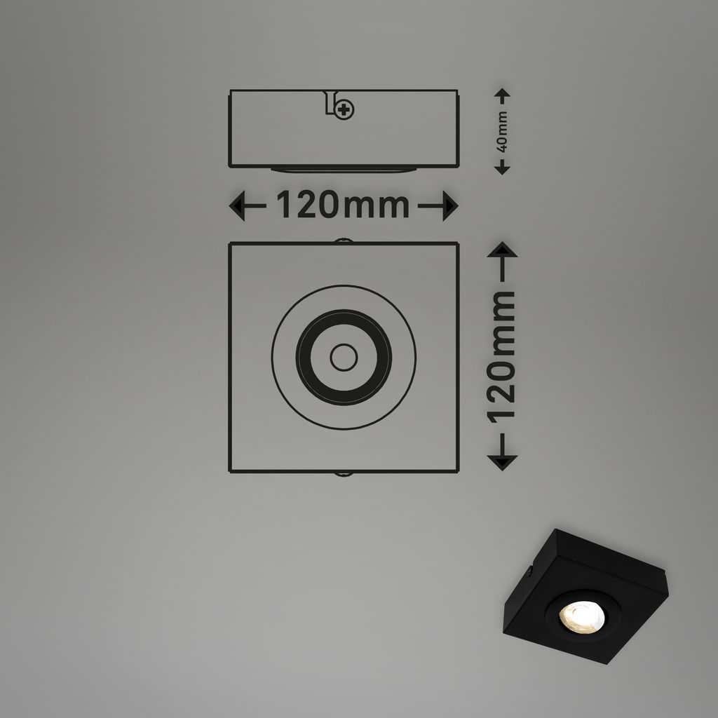 CTS Deckenleuchte, 12 cm, 4W, 460lm, schwarz