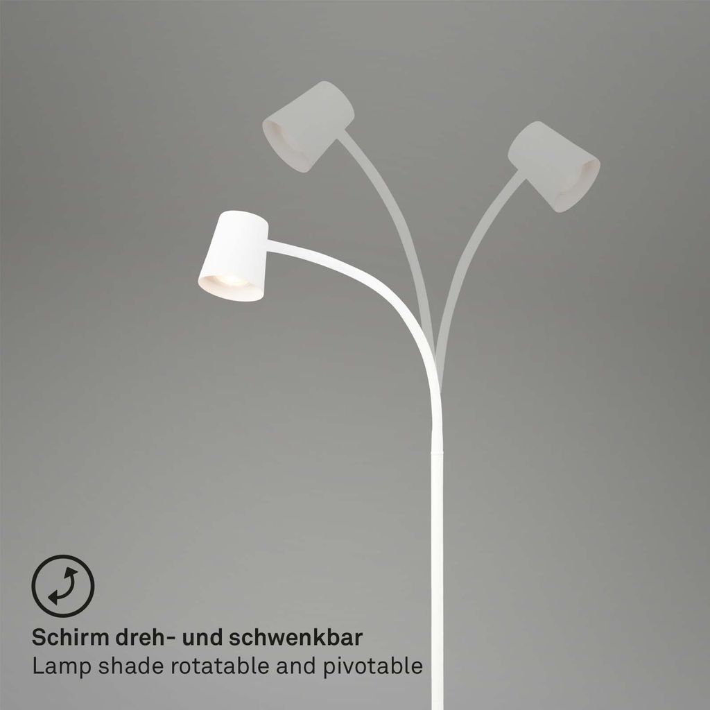 BRILONER Stehleuchte. mit Fußschalter. flexibler Lampenkopf. Stehlampe. 127.5 cm. 1x GU10. max. 9W. weiß 8
