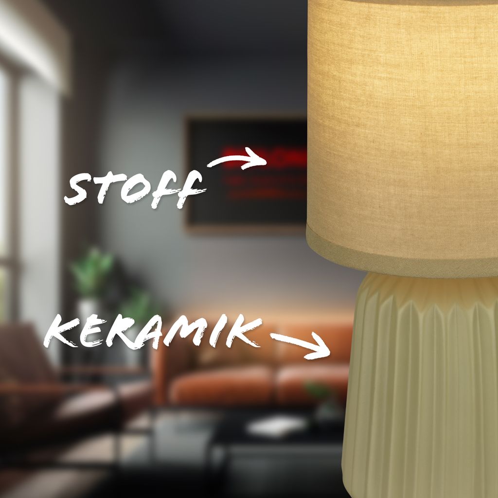 Dora Tischlampe - mit Schalter, Keramik, E14 Fassung, Grün