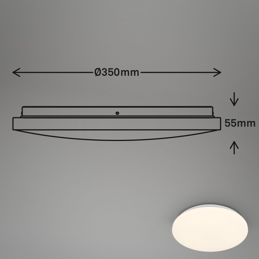 Round LED Ceiling Lamp Bathroom Light 35cm IP54 Motion Sensor 3m Range White