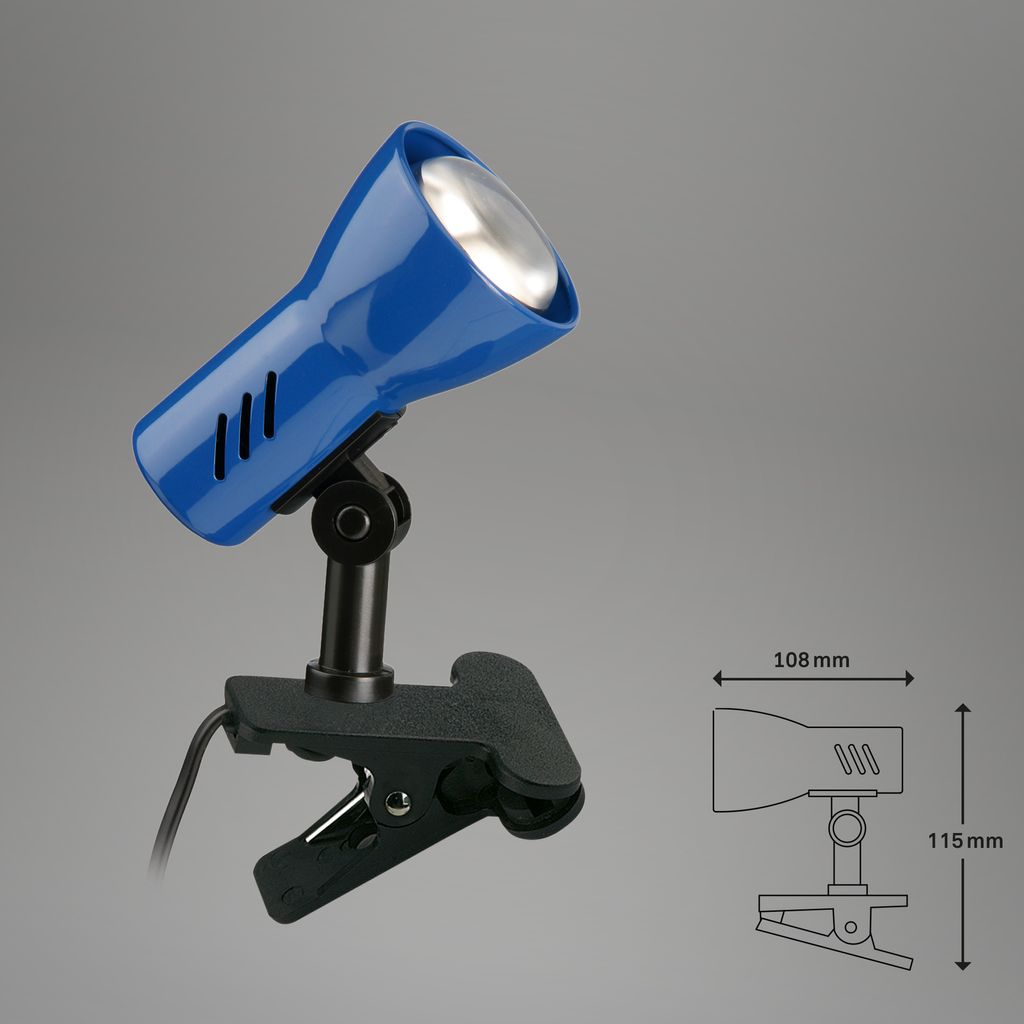 Klemmleuchte 11,5 cm 1x exkl E14 40W blau