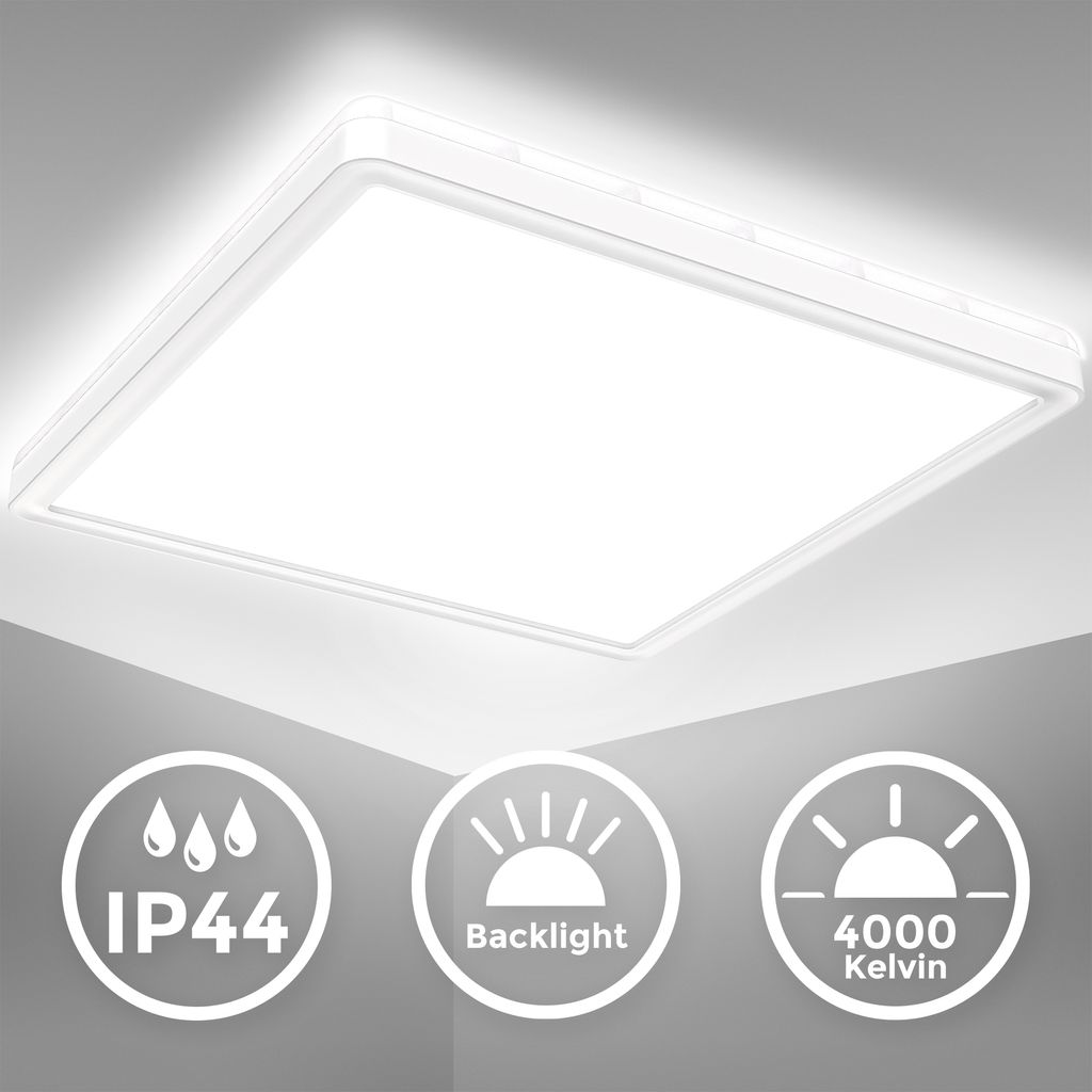 LED Panel 29x29 cm - 18W, 2400lm, IP44, flach, neutralweiß, weiß