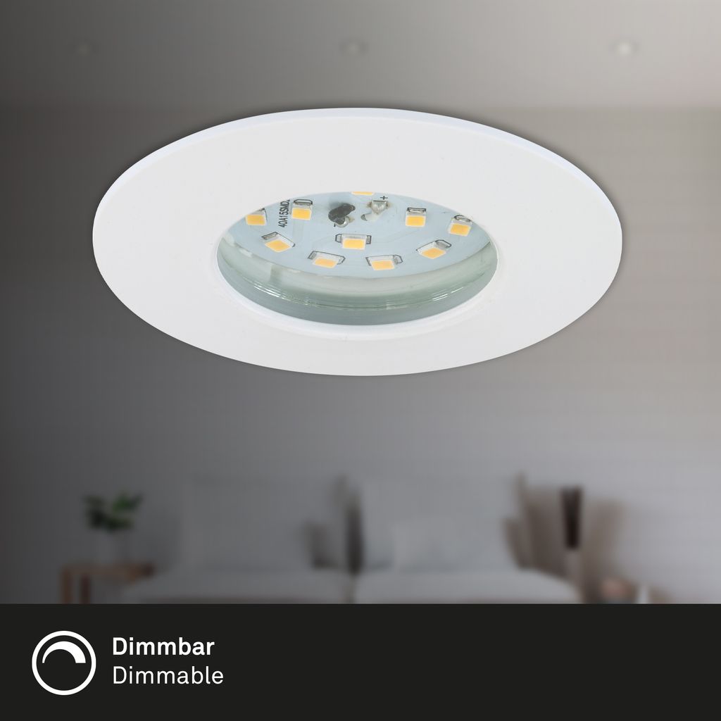 LED Einbauleuchten Dimmbar 3er Set IP44 5.5 W weiß Kunststoff Briloner 5