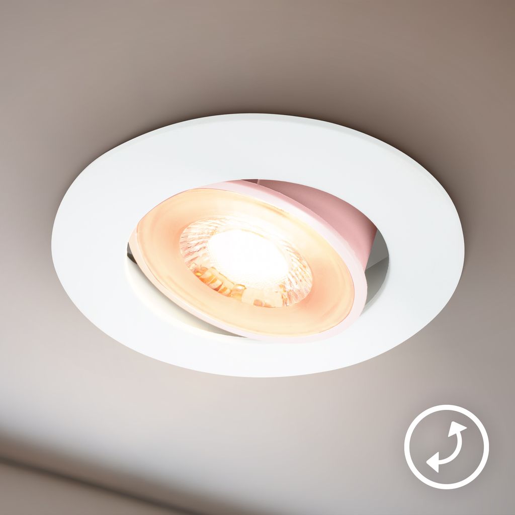 Show LED Recessed Spotlights 68mm, Set of 3 - 230V, 4.9W, 480lm, LED, Dimmable, Warm White, White