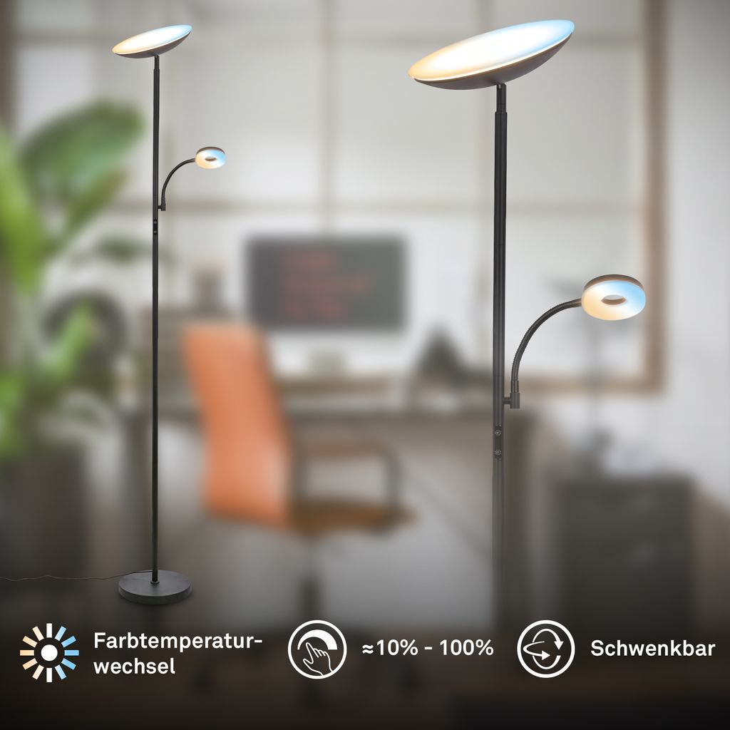 Sira Stehlampe - Dimmbar, LED, Lesearm, CCT, Schwarz