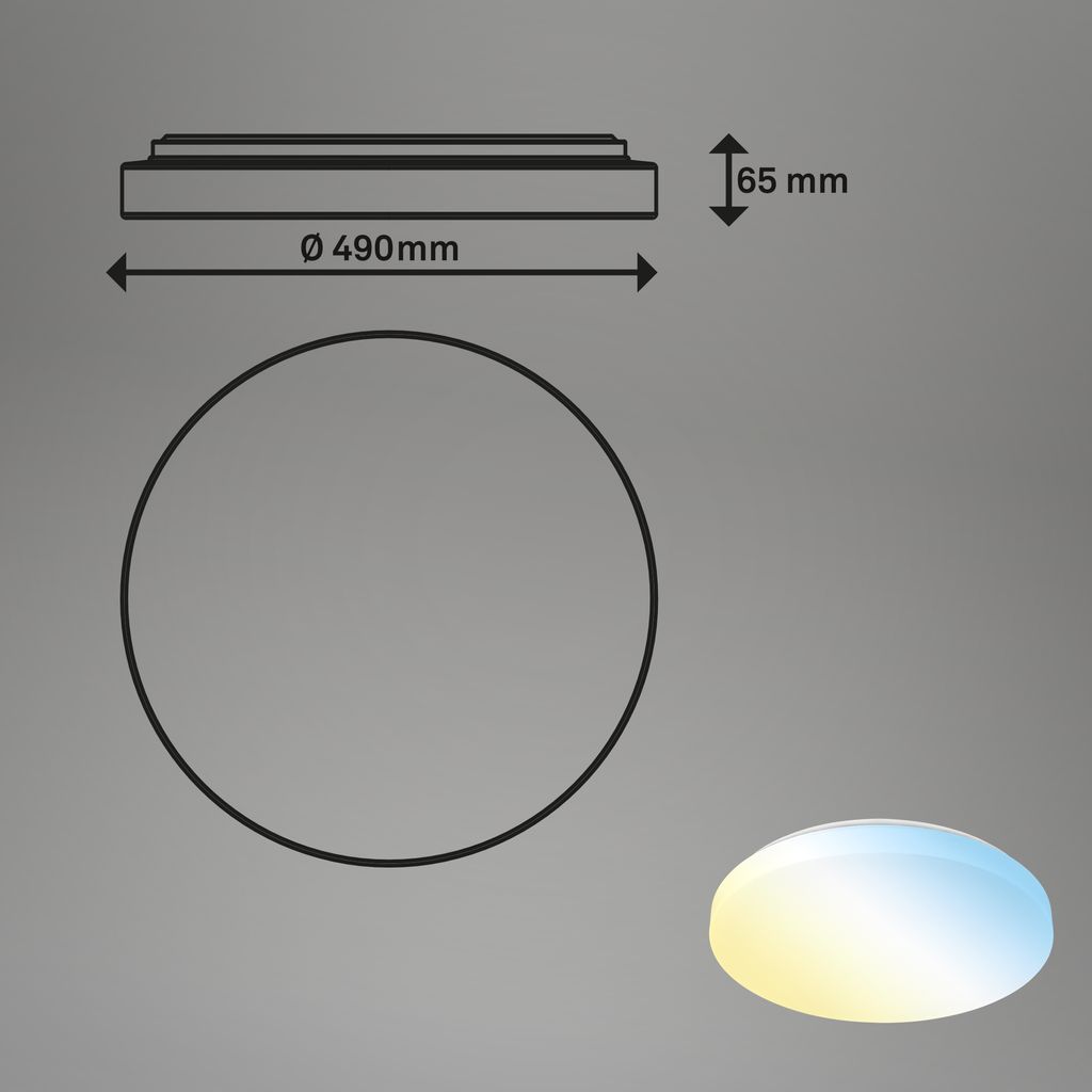 Rowno LED Deckenlampe, Dimmbar, CCT, Fernbedienung, Rund 49 cm, Weiß