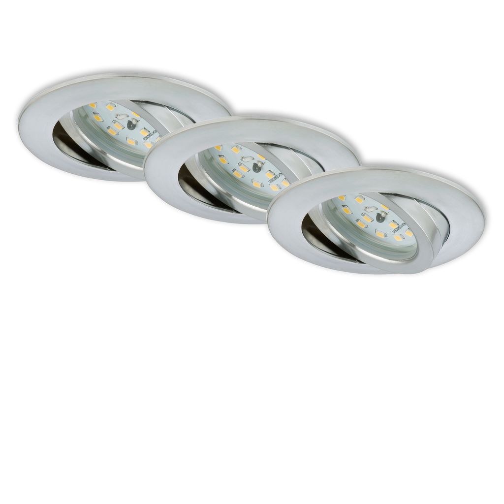 LED Einbauleuchte 3er-Set alu 6.5W dimmbar IP23 Ø8.2cm Kunststoff Briloner 0