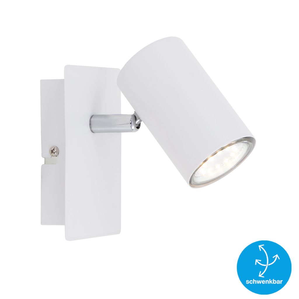 Wandspot Schwenkbar Spot 1-flammig GU10 max. 40 Watt Weiß Metall Briloner 2