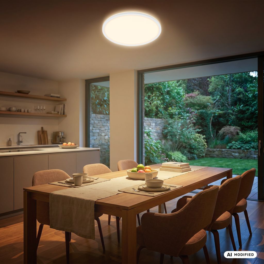 Happy LED Panel Ø42 cm - 22W, 3000lm, Fernbedienung, Dimmbar, CCTIC, RGBIC, Weiß