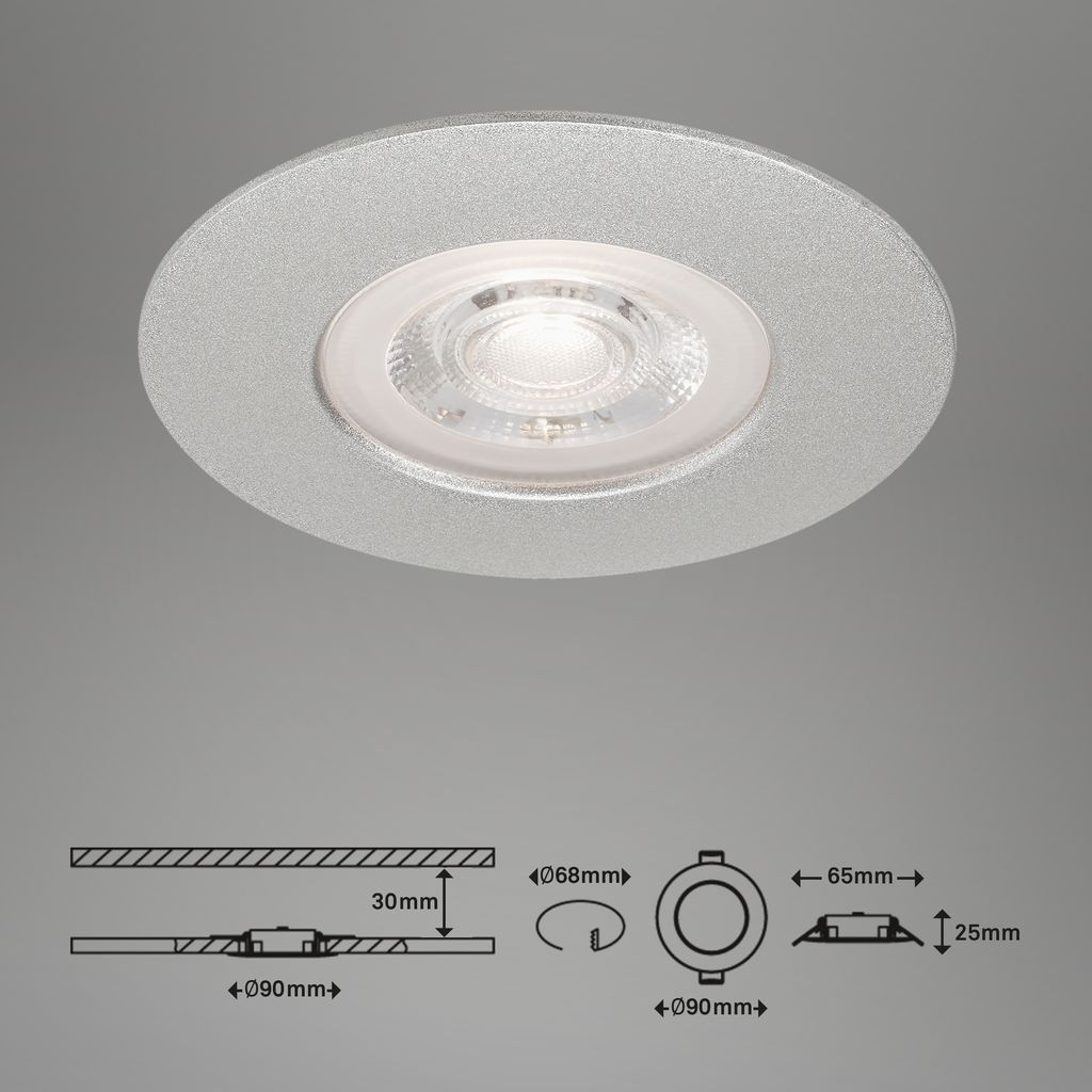 LED Einbauleuchten Dimmbar 3er Set IP44 5 W silber Kunststoff Briloner 3