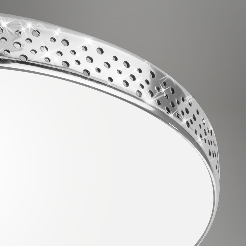 LED Deckenleuchte, Ø 35,5 cm, LED-Modul, 18W, 1850 lm, weiß-chrom