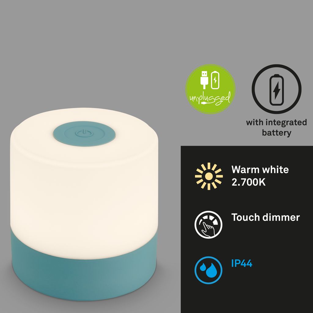 LED Akku-Tischleuchte, 7 cm, 2W, 150lm, blau