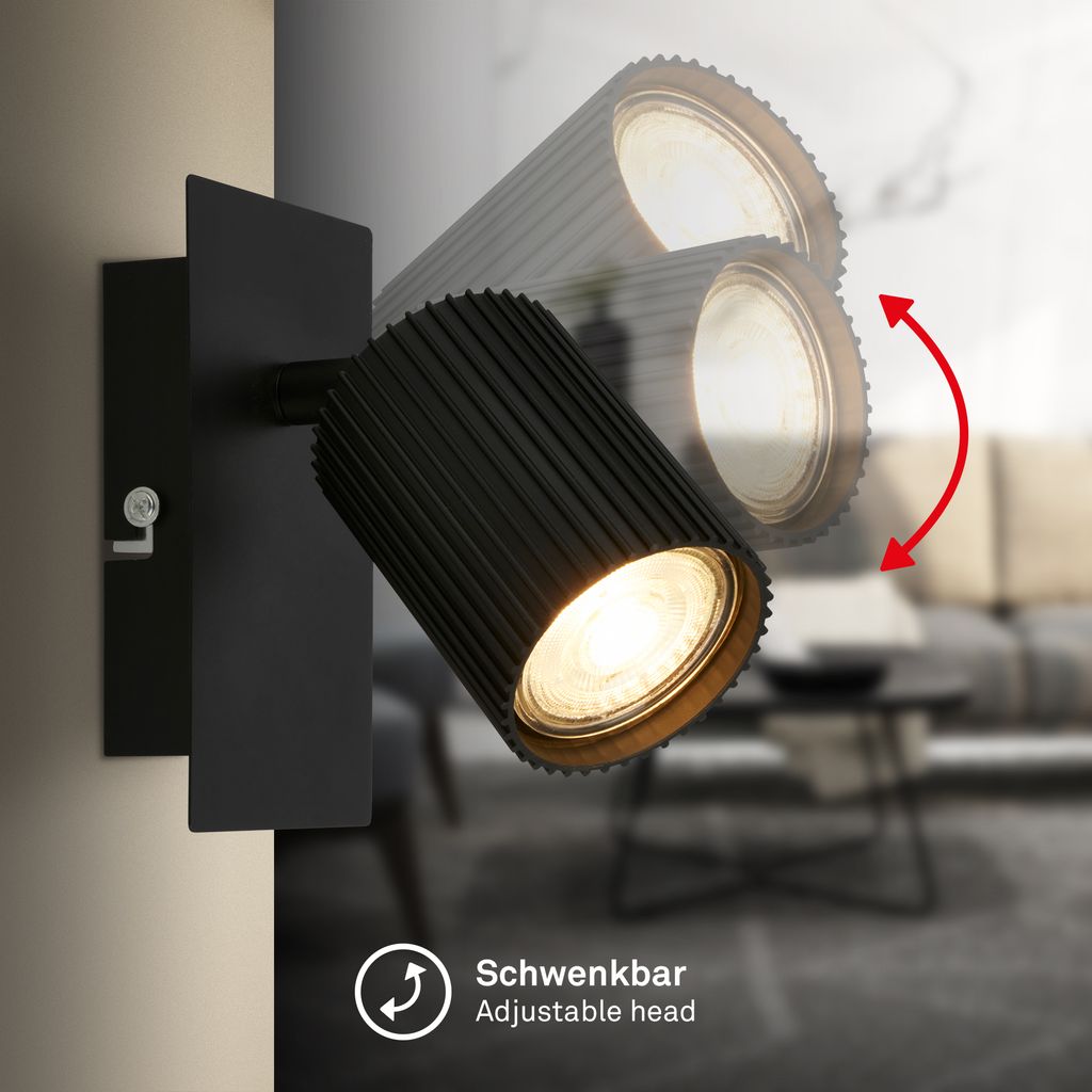 Ida Wandlampe - GU10 Fassung, max. 9W, Schwenkbar, Schwarz