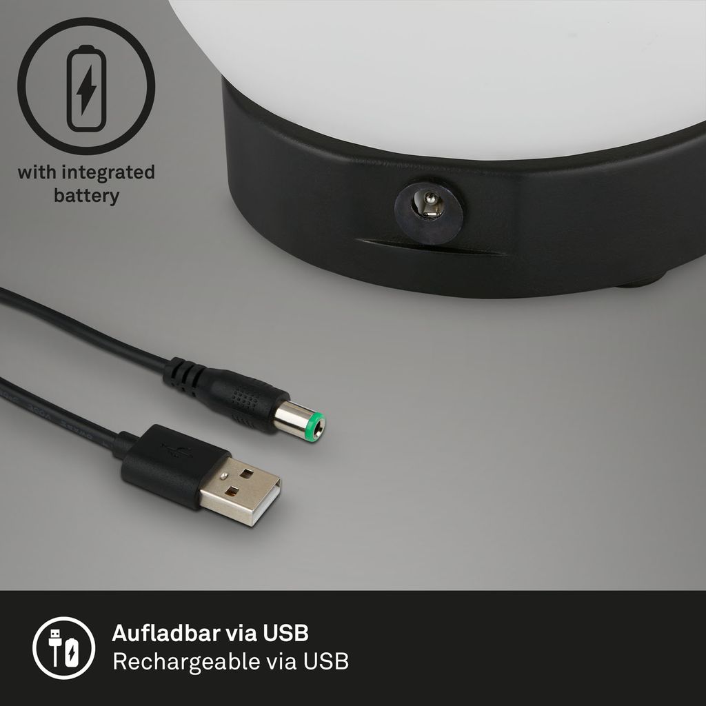 LED Akku Tischleuchte, Ø16 cm, LED-Modul,  3W, 350 lm, schwarz