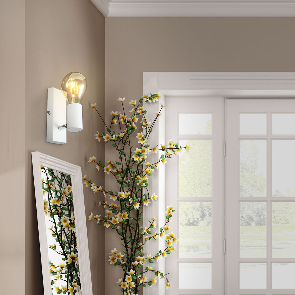 B.K.Licht Wall Light, Rotatable Spot, E27 Socket, Bulb not Included, Spotlight for Living Room, Bedroom & Corridor, White Lamp, Metal, Swivel Design IP20 230V