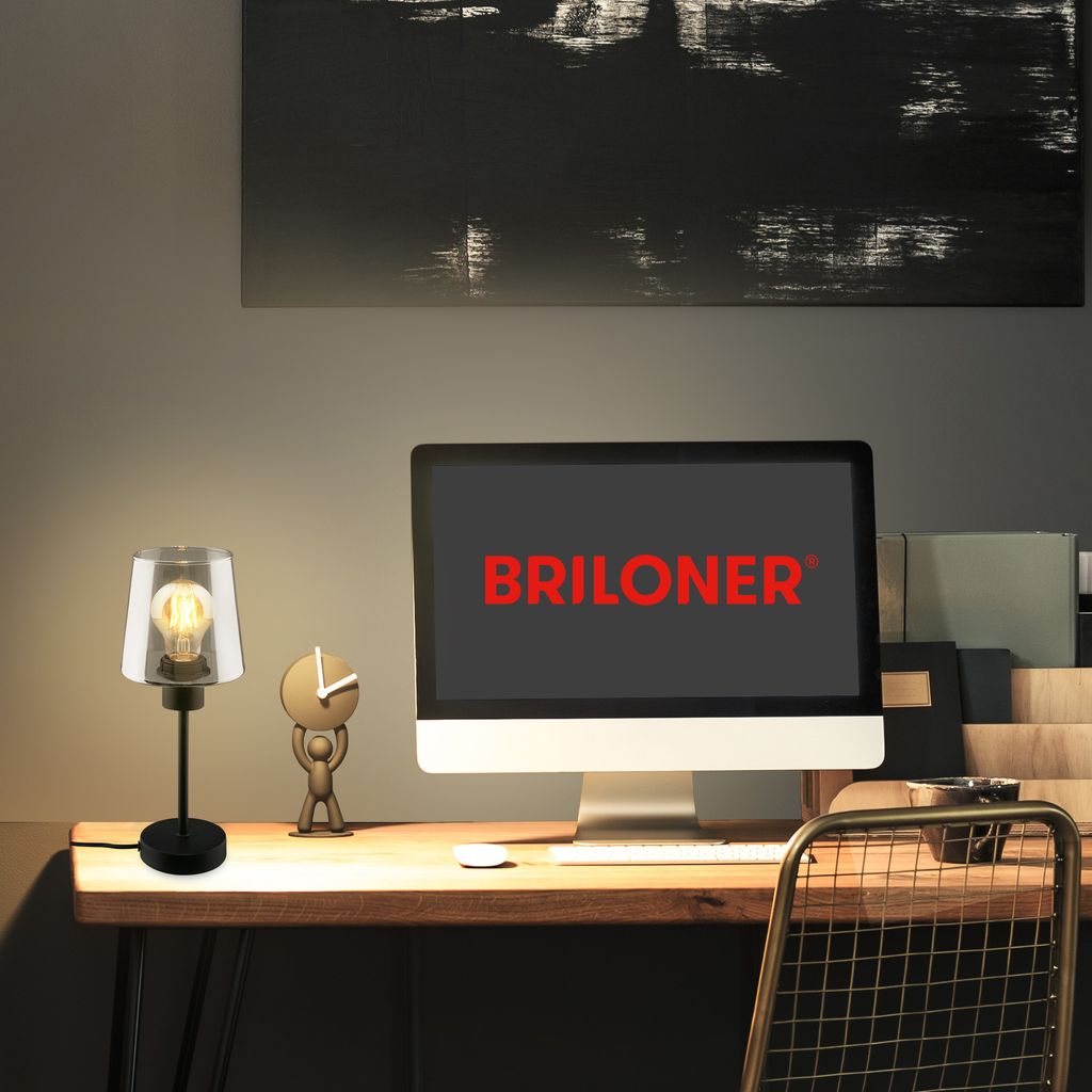 Tischleuchte. schwarz. Rauchglas. 1xE27/max.10W 2