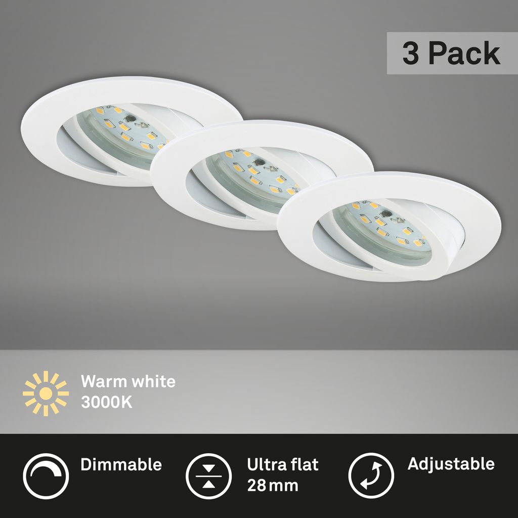 LED Einbauleuchten Dimmbar Schwenkbar 3er Set 5.5 W weiß Kunststoff Briloner 2