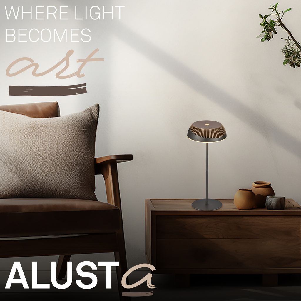 Alusta Tischleuchte - 2W, 200lm, Akku, LED, Touch, Dimmbar, Anthrazit, Bronze metallic