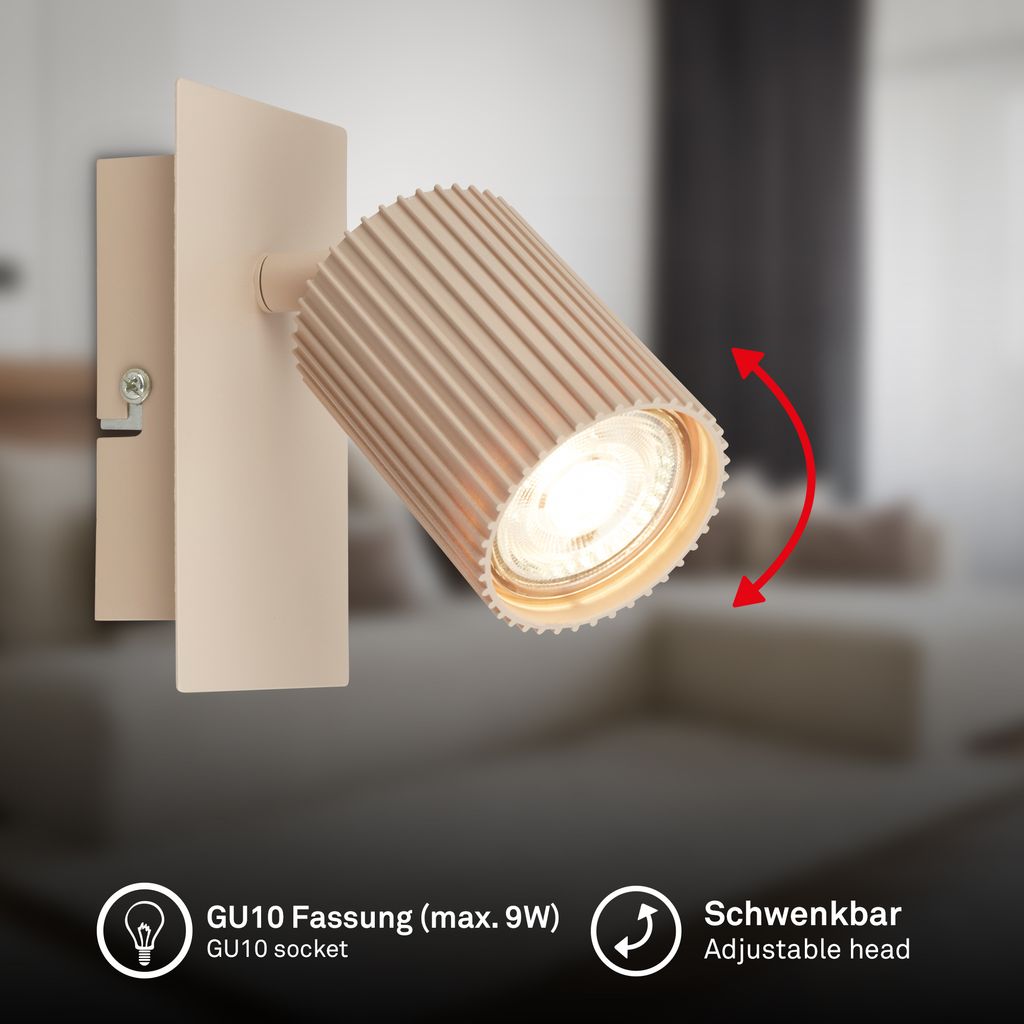 Ida Wandlampe - GU10 Fassung, max. 9W, Schwenkbar, Beige