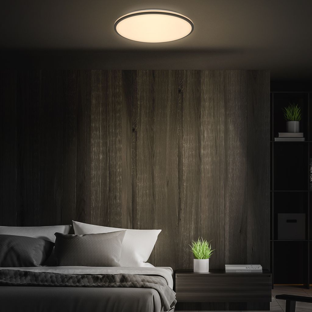 Briloner Pulup LED plafondlamp, traploos dimbaar, afstandsbediening, zwart