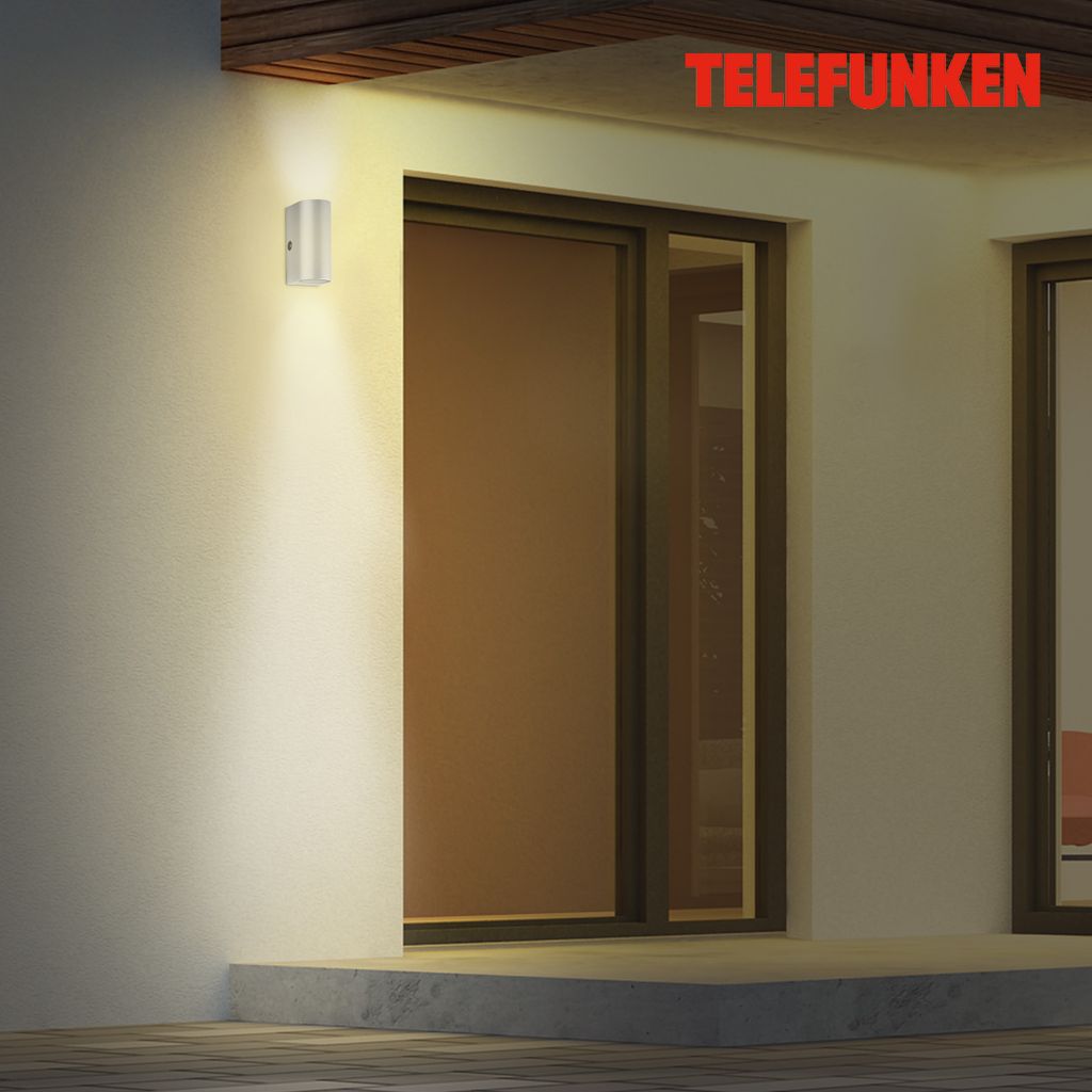 LED Außenleuchte Dämmerungssensor GU10 IP44 5W silber Metall Telefunken 5