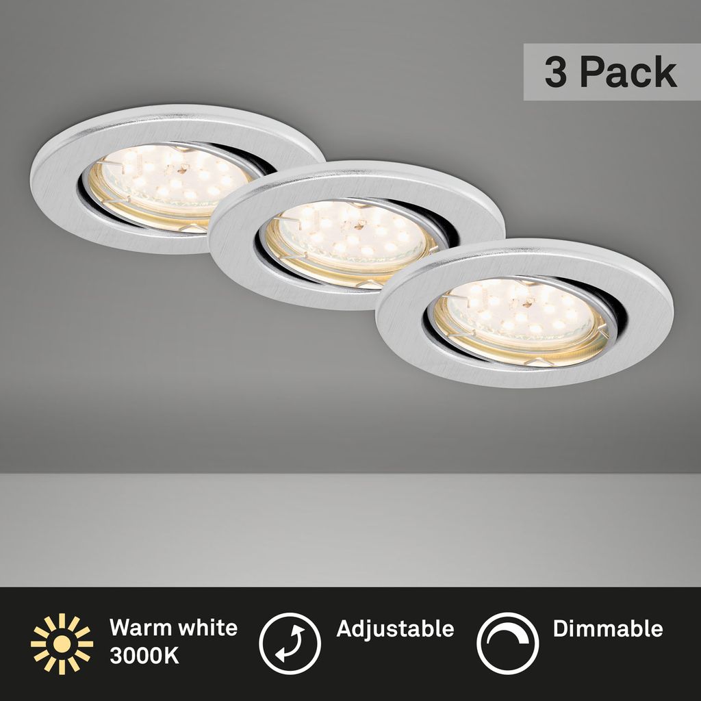 Set van 3 Inbouwarmaturen Ø 8,6 cm GU10 5W 400lm aluminium
