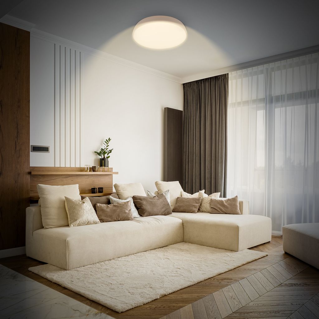 Nikan Deckenleuchte Ø28,5 cm - 22W, 2300lm, LED, Dimmbar, CCT, Fernbedienung, Beige