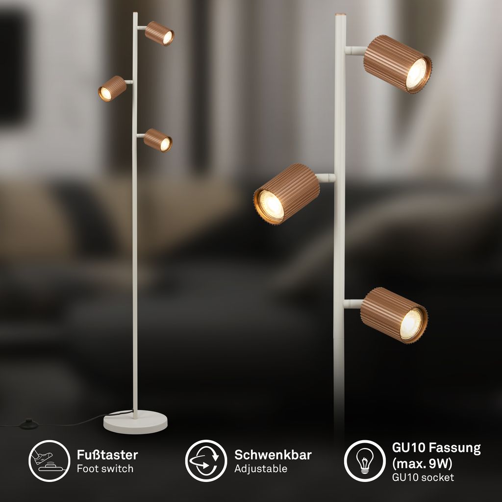 Ida Stehlampe - Schalter, Schwenkbar, GU10 Fassung, max. 9W, Coffee-Warm Grey