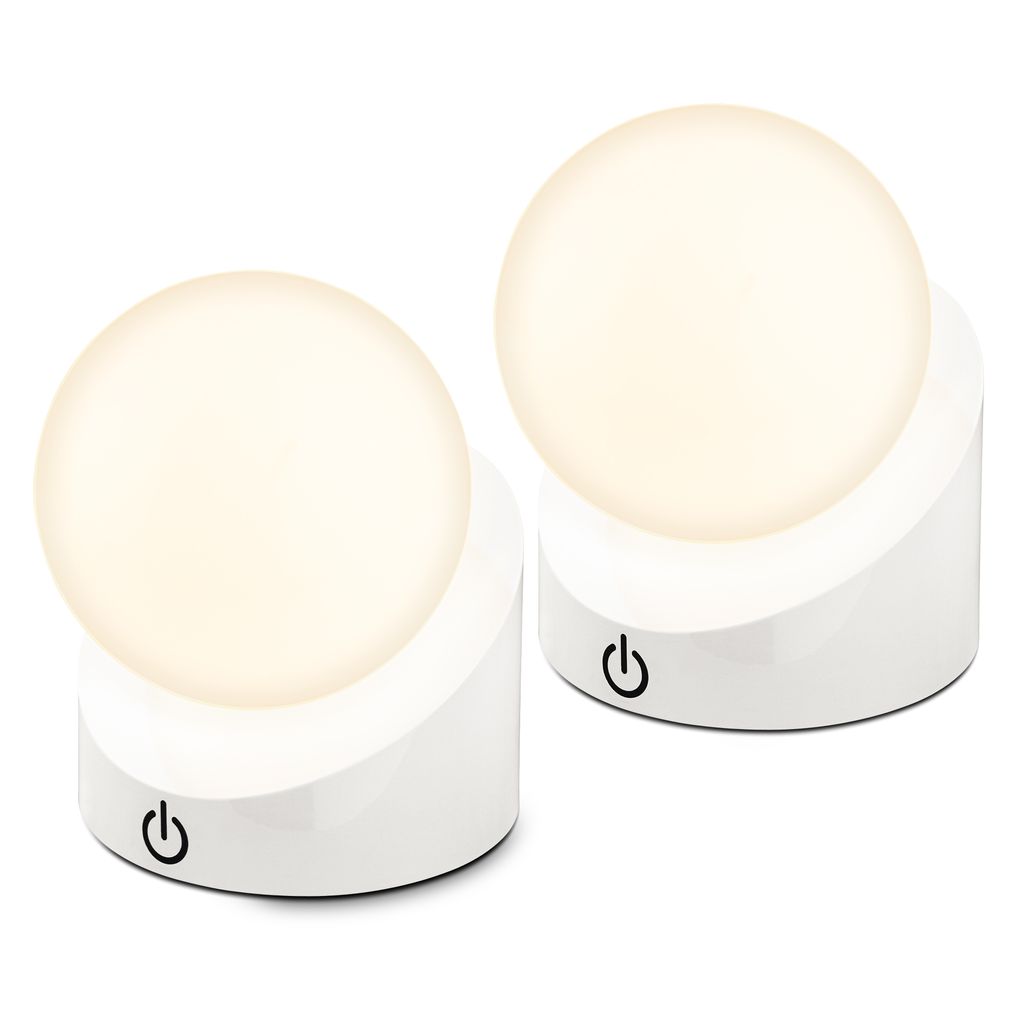 Briloner Sora Mini LED Tischlampe kabellos IP54, Dimmbar, Touch, 2er Set, Weiß