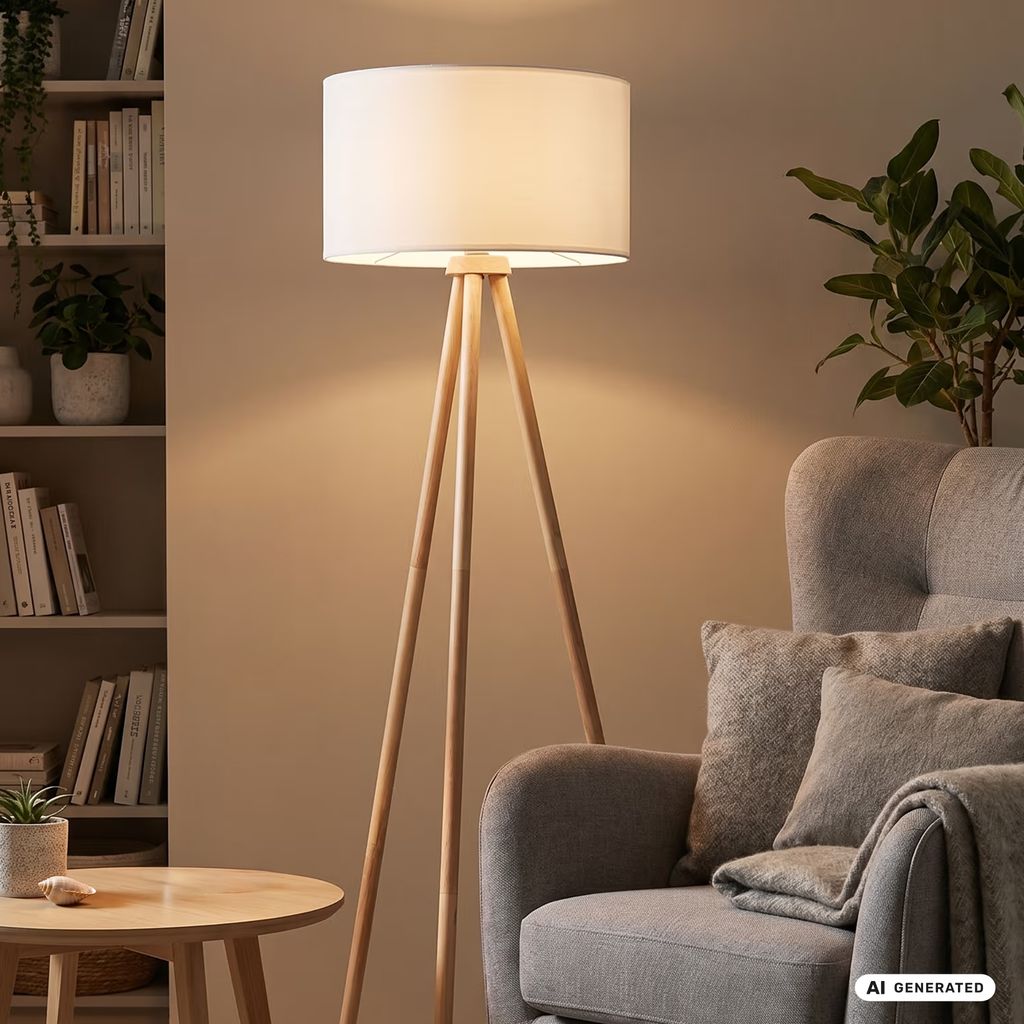 Stoff Stehleuchte Ø 45,5 cm 1x exkl E27 60W weiß