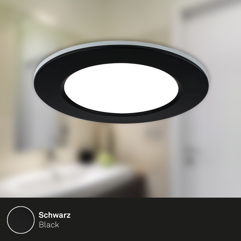 LED Einbauleuchten Bad 3x5W dimmbar Fernbedienung IP44 schwarz Ø9.2cm Briloner 4