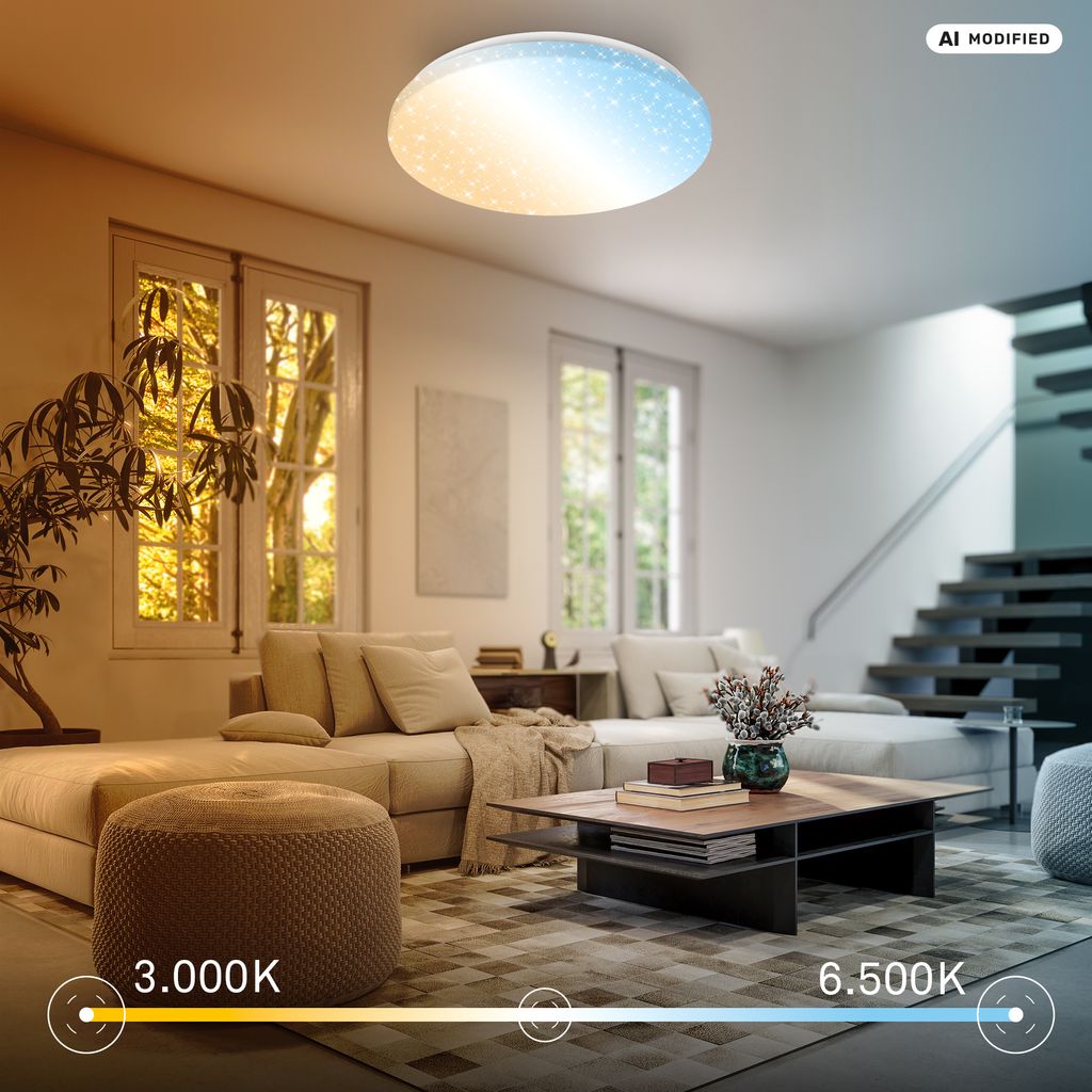 Verb A Deckenlampe Ø38 cm - mit EEK A Lichtquelle*, Dimmbar, Fernbedienung, CCT, Weiß