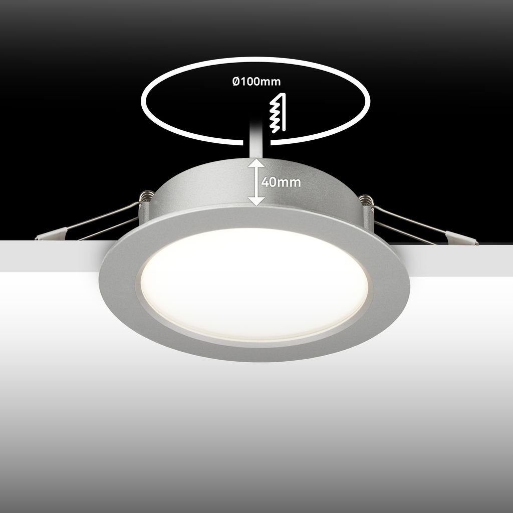 Fungo Einbaustrahler 100mm 3er Set - 7W, 700lm, LED, Dimmbar, IP65, Chrom-matt
