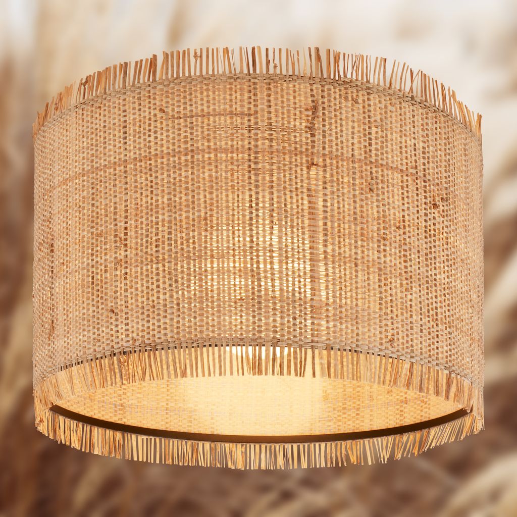 BRILONER - Ceiling lamp with Straw Shade, E27 Socket, max. 10 W, Ceiling Light, Boho, Aesthetic, lamp, Living Room lamp, Bedroom lamp, Dining Room lamp, Hallway lamp, 40 x 28 cm (DxH), Nature
