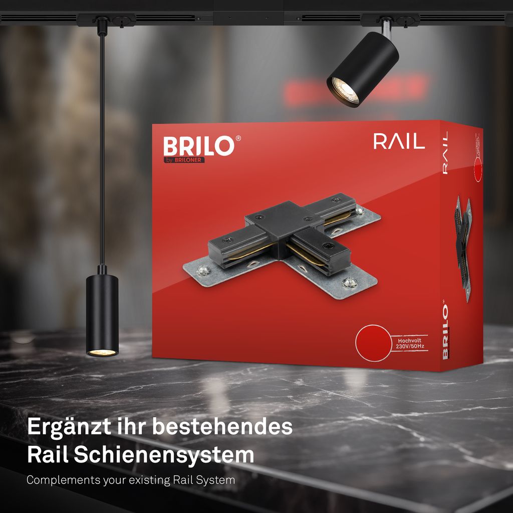 Rail T-Connector - 230V Track System, Accessory, Extension, Black