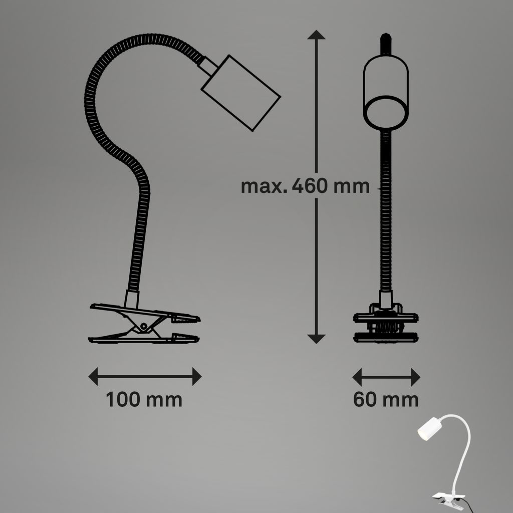 Briloner Fleks Schreibtischlampe, Schwenkbar, Klemmbar, Weiß